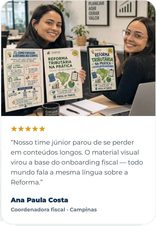 Avaliação de cliente sobre o Mapa Fácil da Reforma Tributária