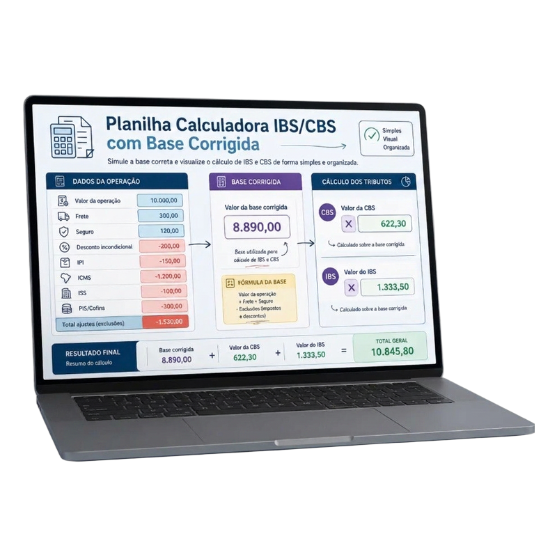Planilha Calculadora de IBS e CBS com base corrigida